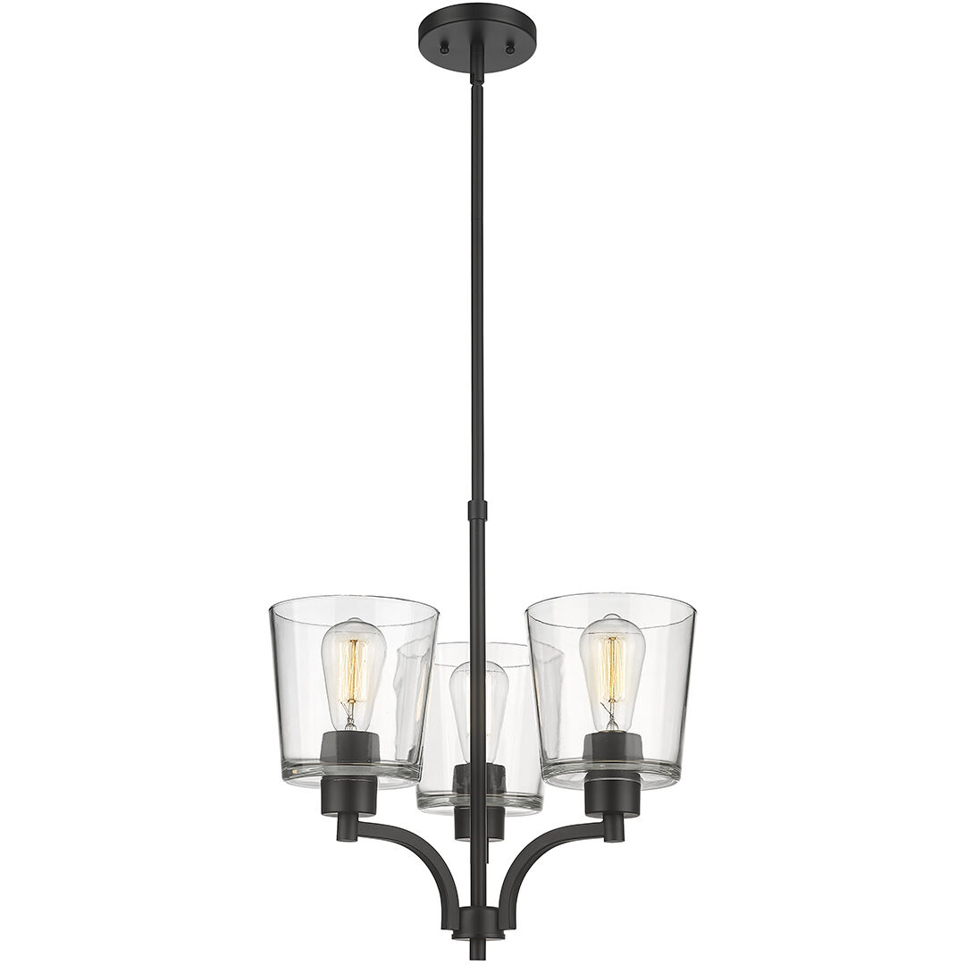 Evalon 3 Light 18 inch Matte Black Chandelier Ceiling Light